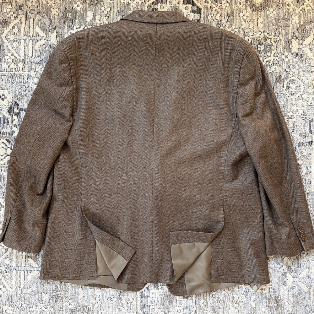 Men’s Herringbone Wool & Cashmere Sport Coat Blazer Jacket - Picture 9 of 16